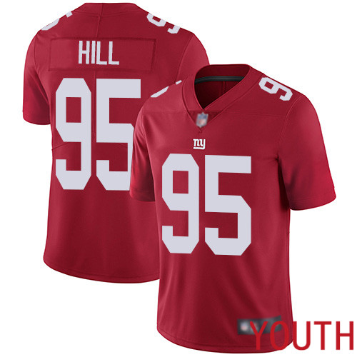 Youth New York Giants #95 B.J. Hill Red Limited Red Inverted Legend Football NFL Jersey